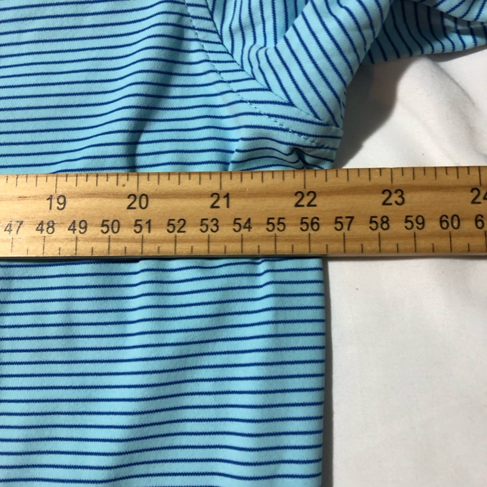 Nwt Peter Millar featherweight upf 50+ blue striped polo L fox hopyard golf - Picture 7 of 9